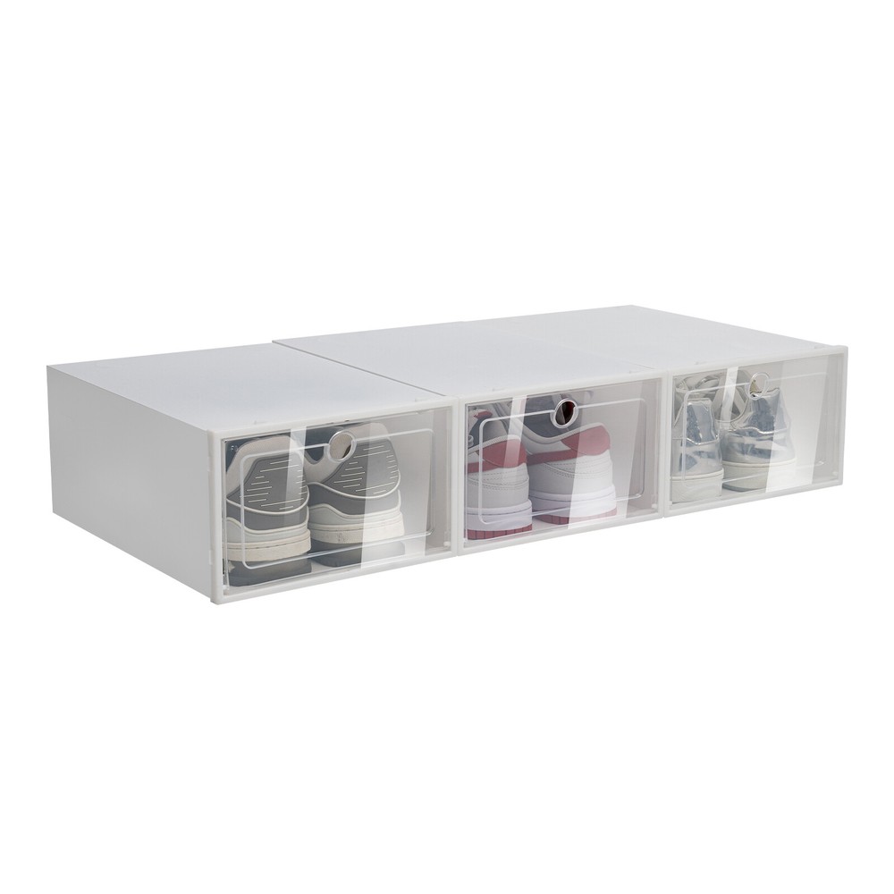 24pcs Plastic Shoe Box Stackable Shoe Storage Organizer Cabinet 33 * 23 * 14 cm