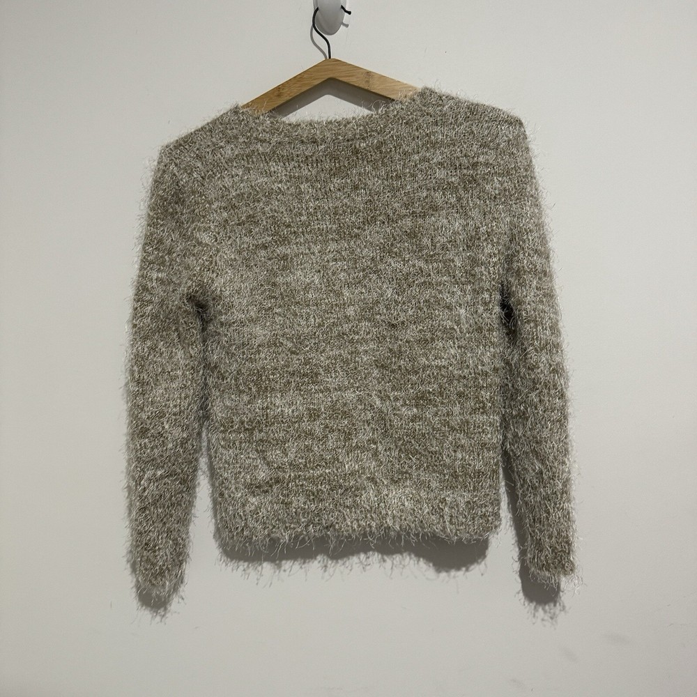 MOSSMAN Womens Textured Fuzzy Sweater Pullover Multicoloured Size M Oatmeal