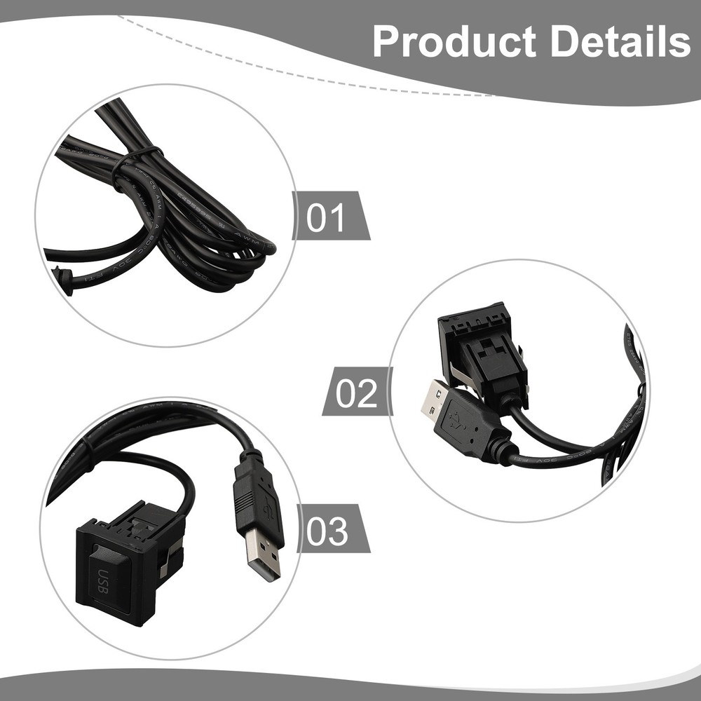 Dual USB Flush Mount Car Dash AUX and USB Port Panel for Easy Installation