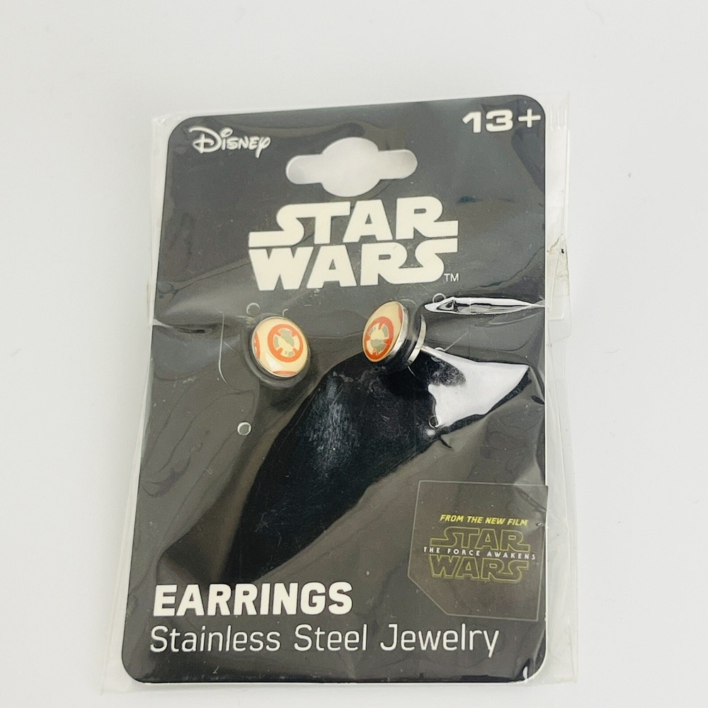 Star Wars BB-8 Lead Hero Droid Robot Stud 1 Pair Earrings Round