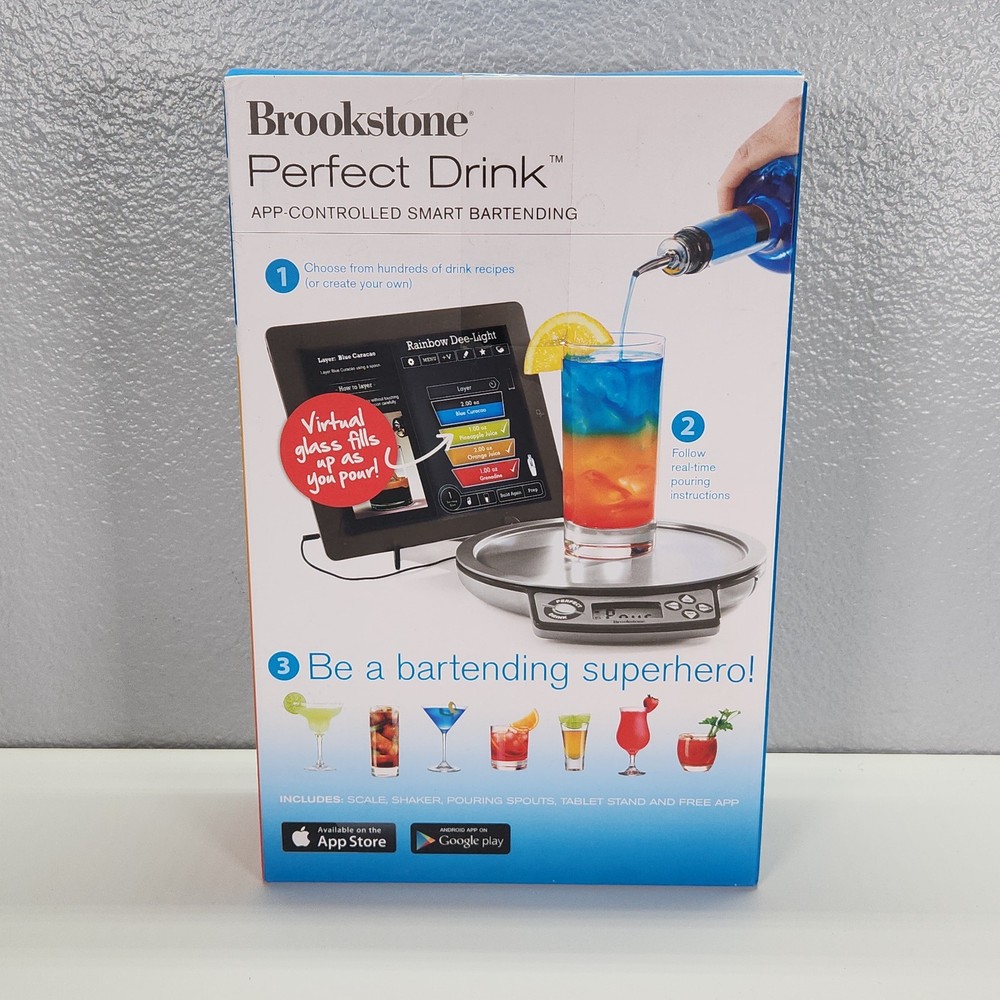 Brookstone Perfect Drink App-Controlled Smart Bartending Cocktail 9" Scale New.