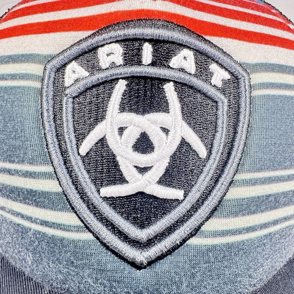 ARIAT Snapback Adjustable Mesh Cap Black & Striped Multicolored (#82)