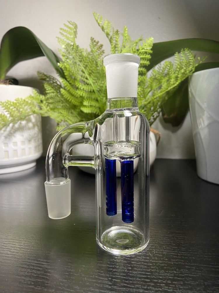 18MM BLUE HOOKAH WATER PIPE ASH CATCHER 3ARM TREE PERC 90 DEGREE