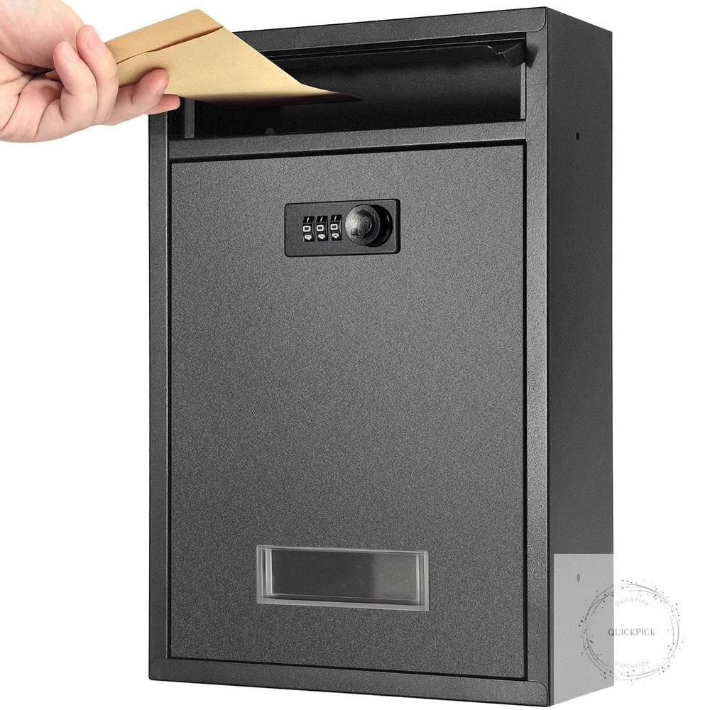Wall Mount Mailbox, Combination Lock Mail Boxes for Outside, Safe Drop Box with