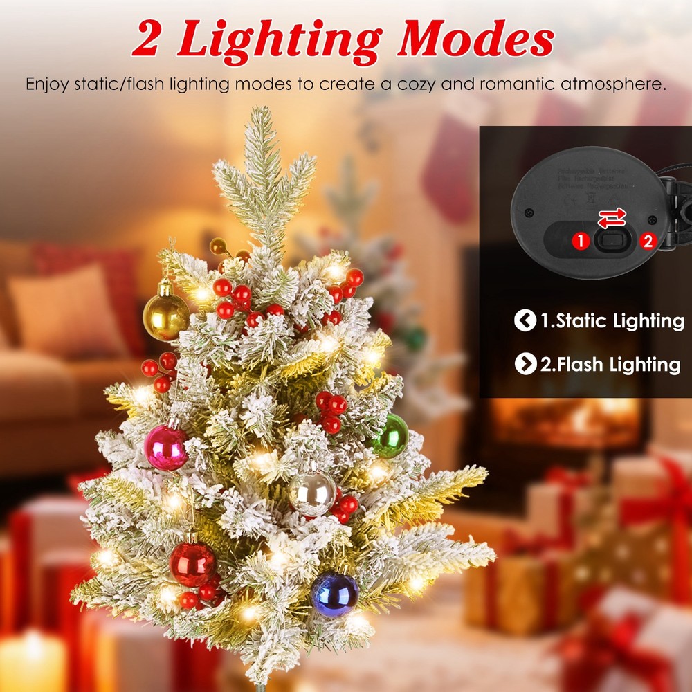 2Pack Lighted Artificial Christmas Tree with Solar String Lights Yard Decoration