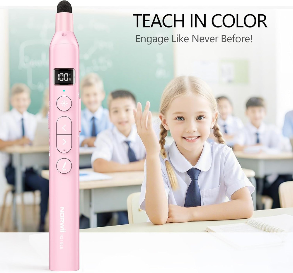 Norwii N21 Bluetooth Presentation Clicker with Telescopic Teaching Pointer, Pres