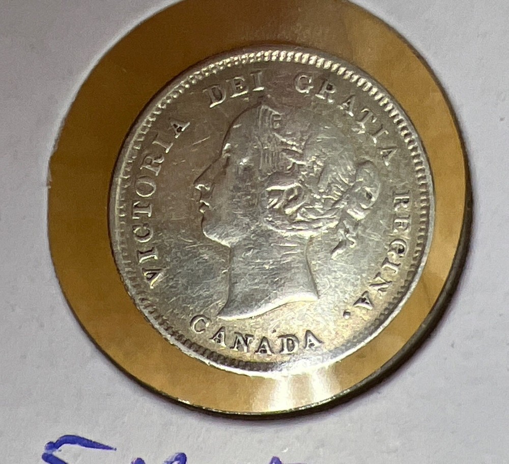 1886 Canada 5 Cents Silver Coin Great Condition