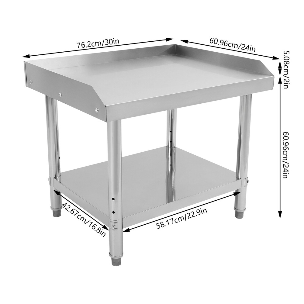 Adjustable Stainless Steel Work Table with Double-Tier Design for Versatile Use