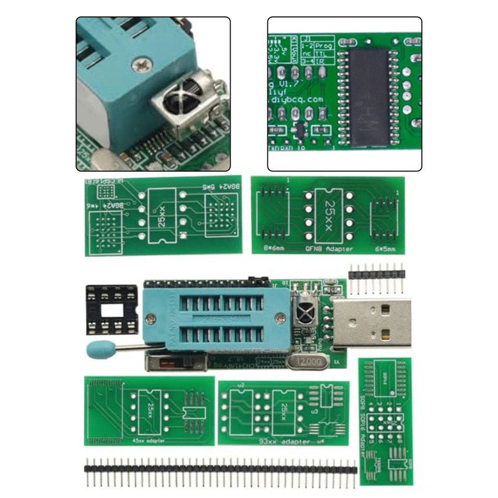 CH341A Programmer v1 7 for 1 8V and Other Voltages with Adapter Board Kit