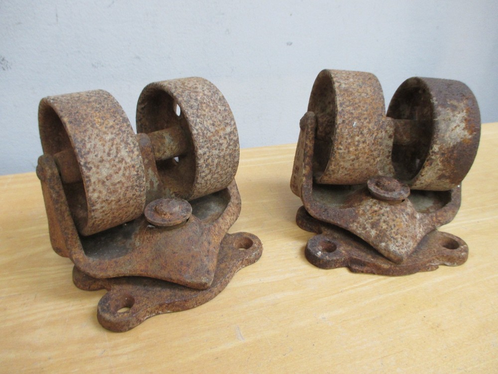 2 Cast Iron Hercules Double 3” Casters *Rusty* 2A