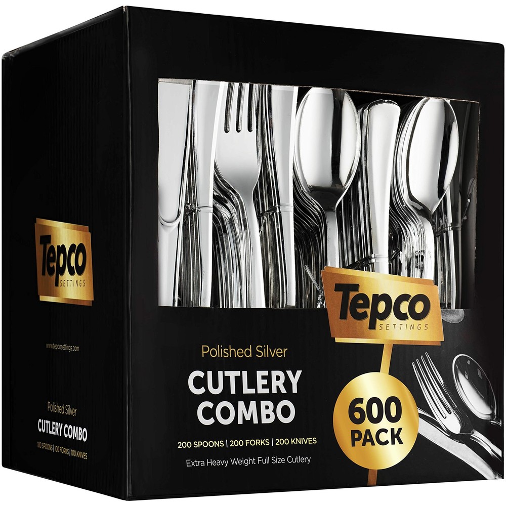 600 Plastic Silverware Set - Plastic Cutlery Set - Disposable - Flatware Set ...