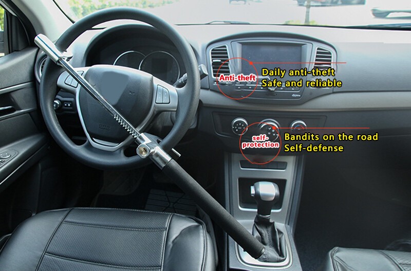 Universal Steering Wheel Lock Car Lock Anti-Theft Retractable Steering Lock NE ๑