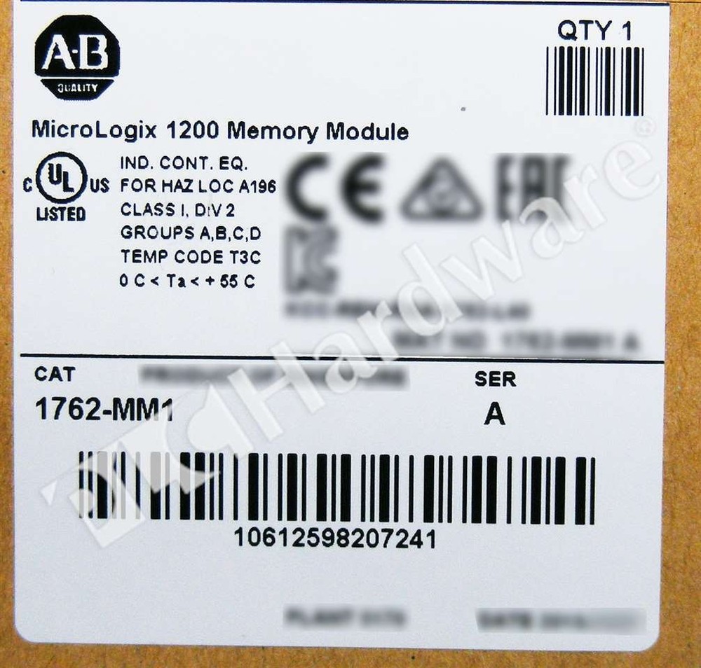 Open Pre-owned Allen Bradley 1762-MM1 Ser A MicroLogix 8K Word Memory Module