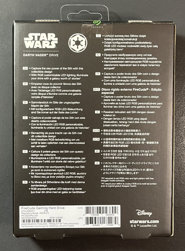 Seagate FireCuda External Gaming Hard Drive 2TB [ Star Wars Darth Vader ] NEW