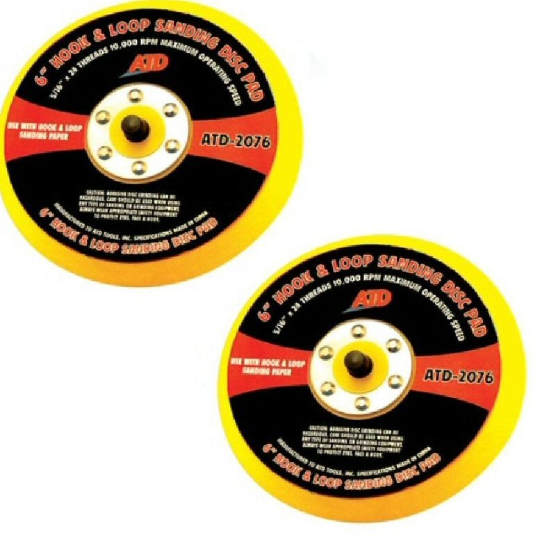 ATD 2076  Hook And Loop Sanding Disc Pad 6 Inch DA Disk Pad- 2 Pack