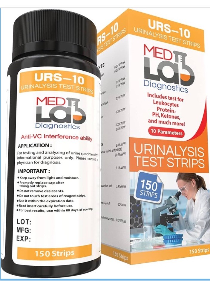 Med Lab Diagnostics 10 Parameter Urine Test Strips for Urinalysis(150 Cnt)...
