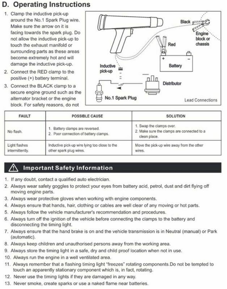 Car Digital Inductive Timing Light Automotive Engine Ignition Tester Tool