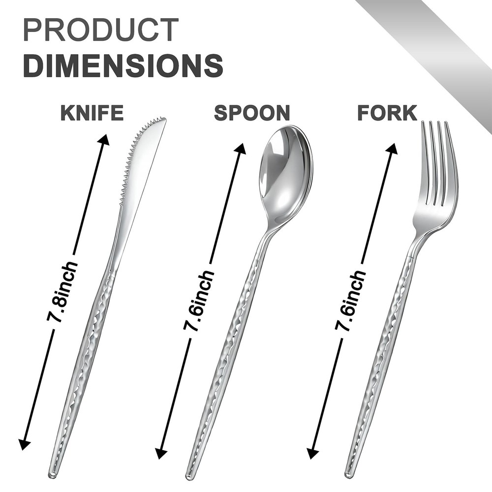 WILLIFE 120 Pcs Silver Plastic Silverware - Heavy Duty Plastic Silverware Inc...