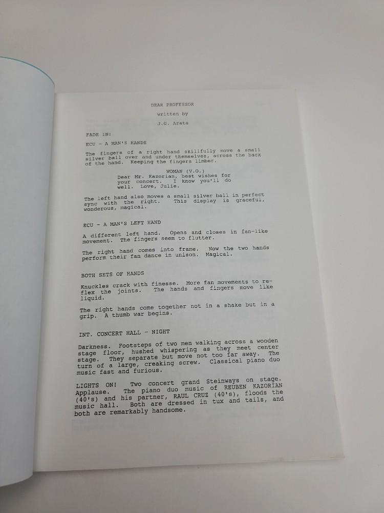 DEAR PROFESSOR / J. G. Arata 1990's Unproduced Screenplay movie script