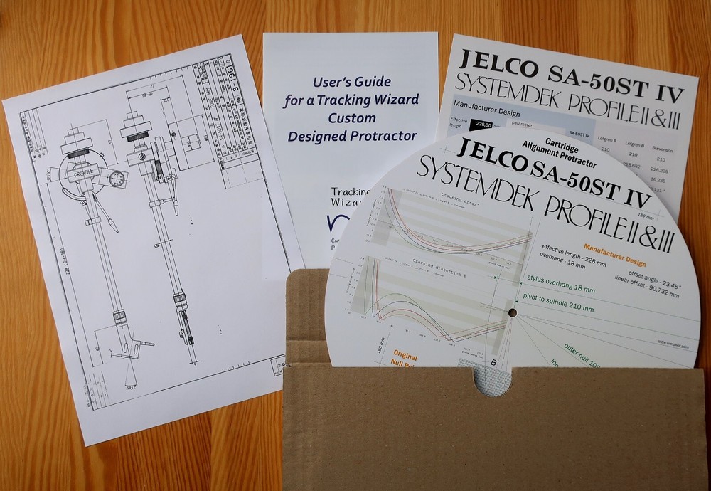 Jelco SA-50 ST IV / Systemdek Profile II & III Tonearm Alignment Protractor
