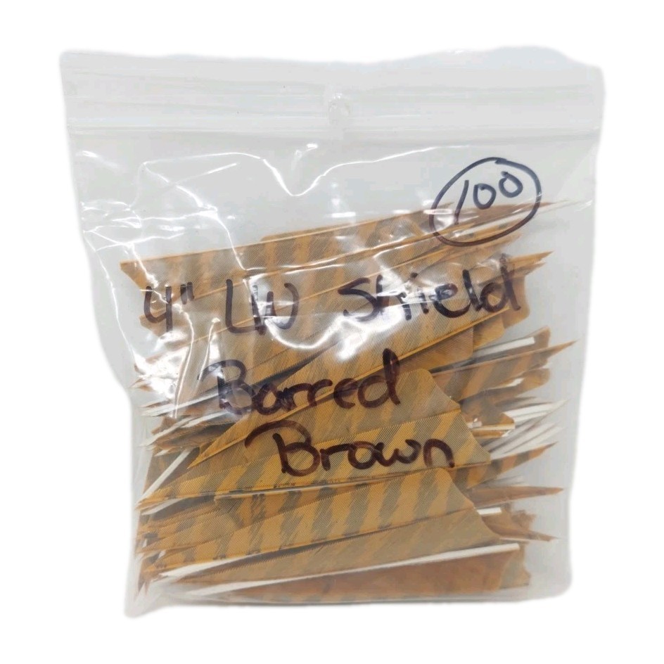 100 Pack Archery Arrow Feathers 4" Left Wing: Shield Barred Brown