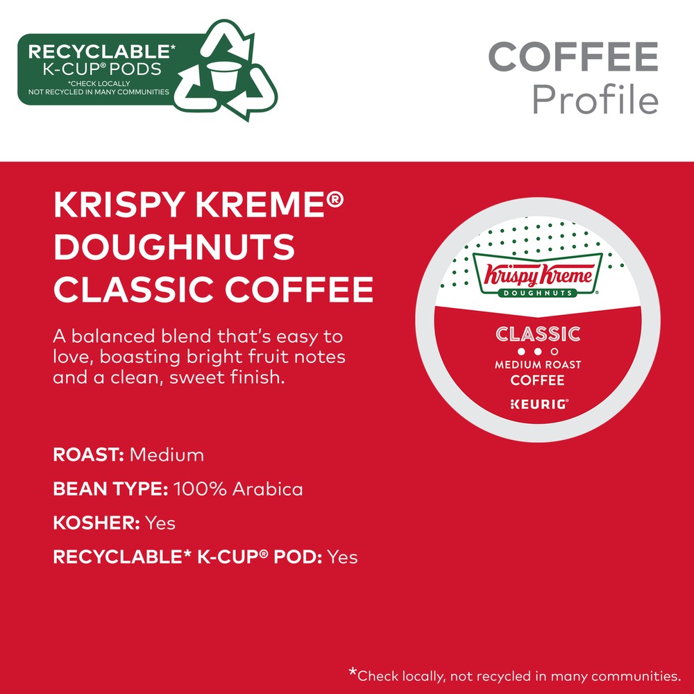 Krispy Kreme Doughnuts, Classic, K-Cup Pods, Medium Roast Coffee, 48 Count