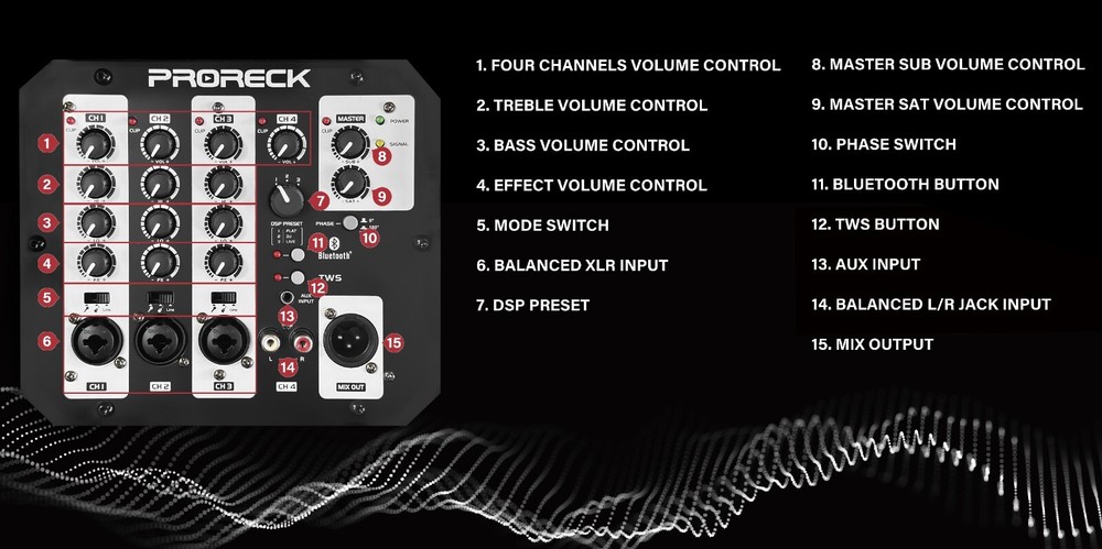 PRORECK 800EX DJ Powered Speaker System Array Speaker 12 -inch 800W for Party