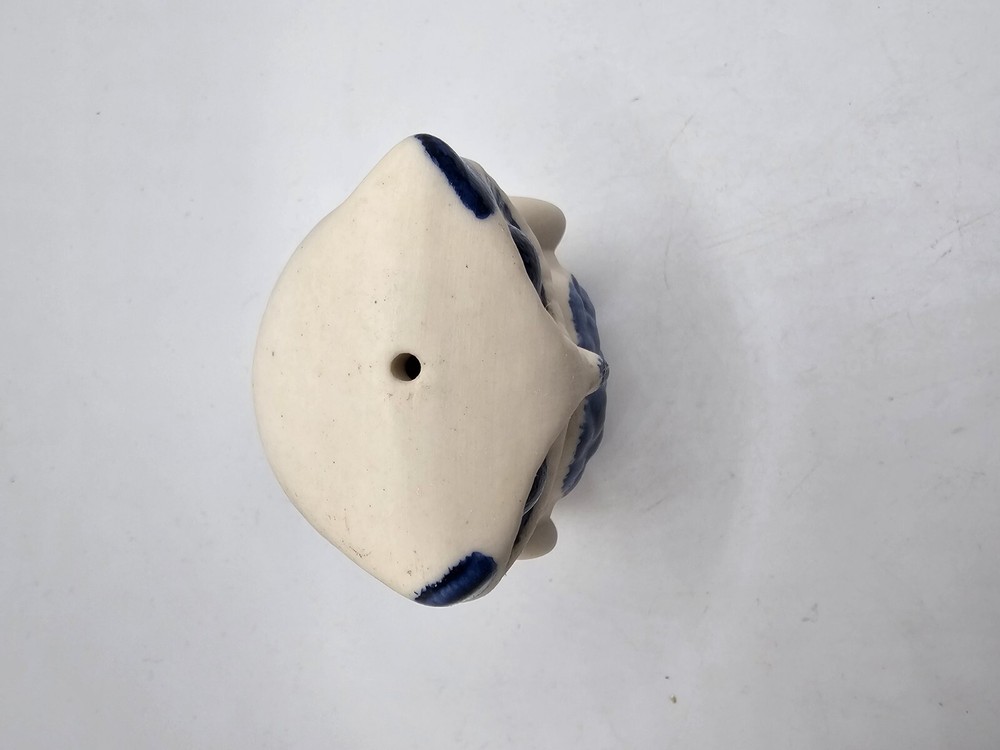 Vintage Veva Pottery Owl Windchime Base Only Blue White