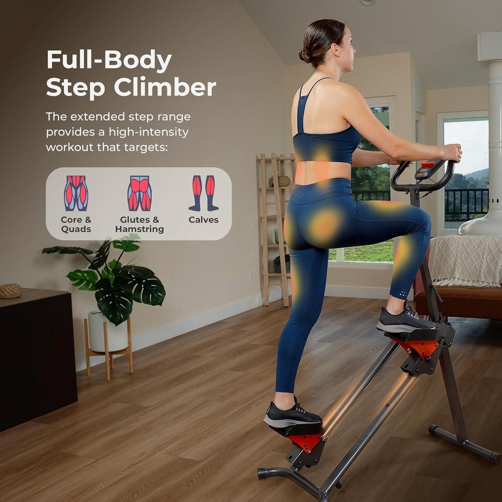 Stair Stepper w/Handlebar, Extended Step Range Climber Machine for Legs, Core...