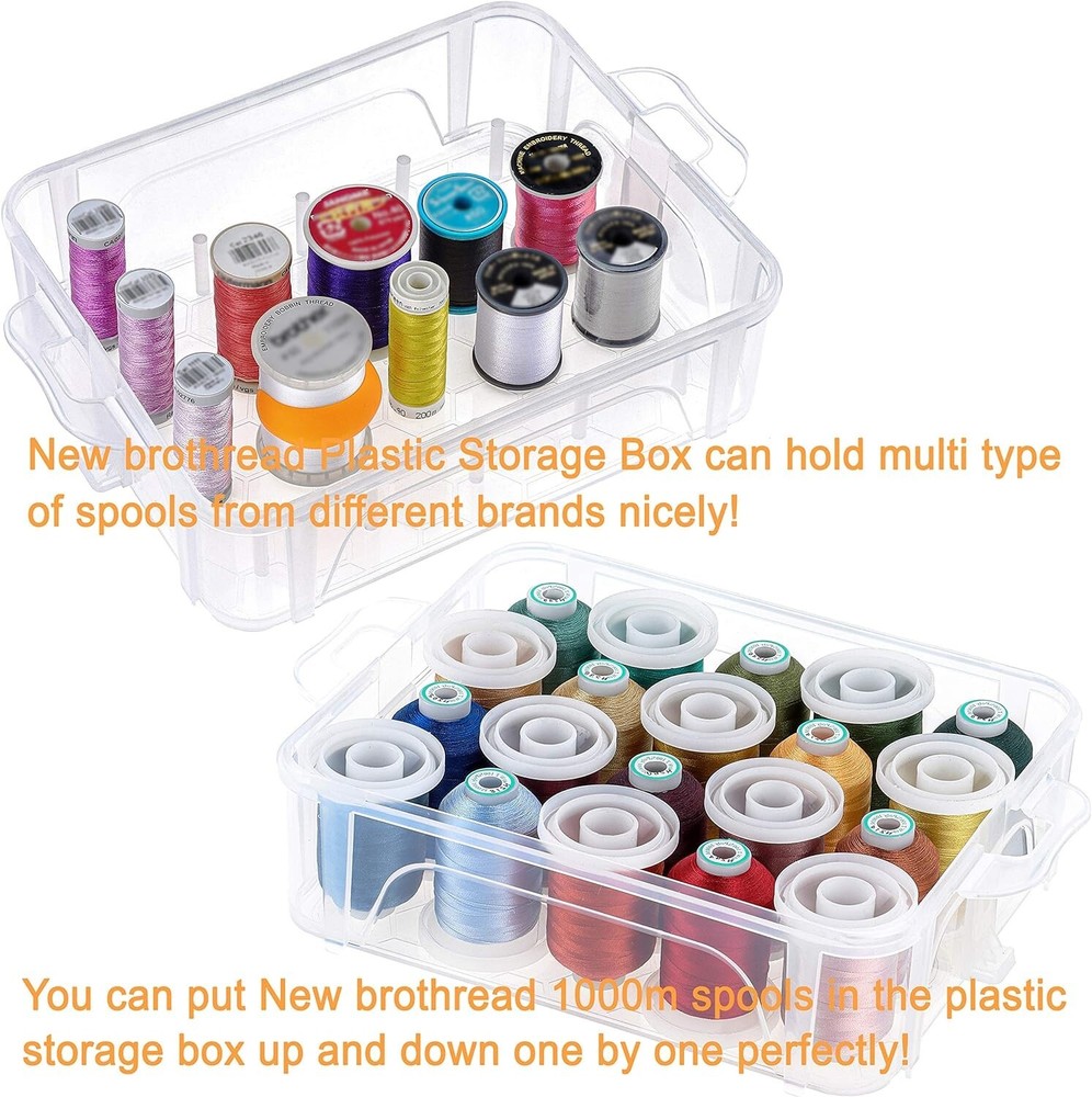 Premium 80-Spool Polyester Embroidery Thread Collection in Clear Storage Box