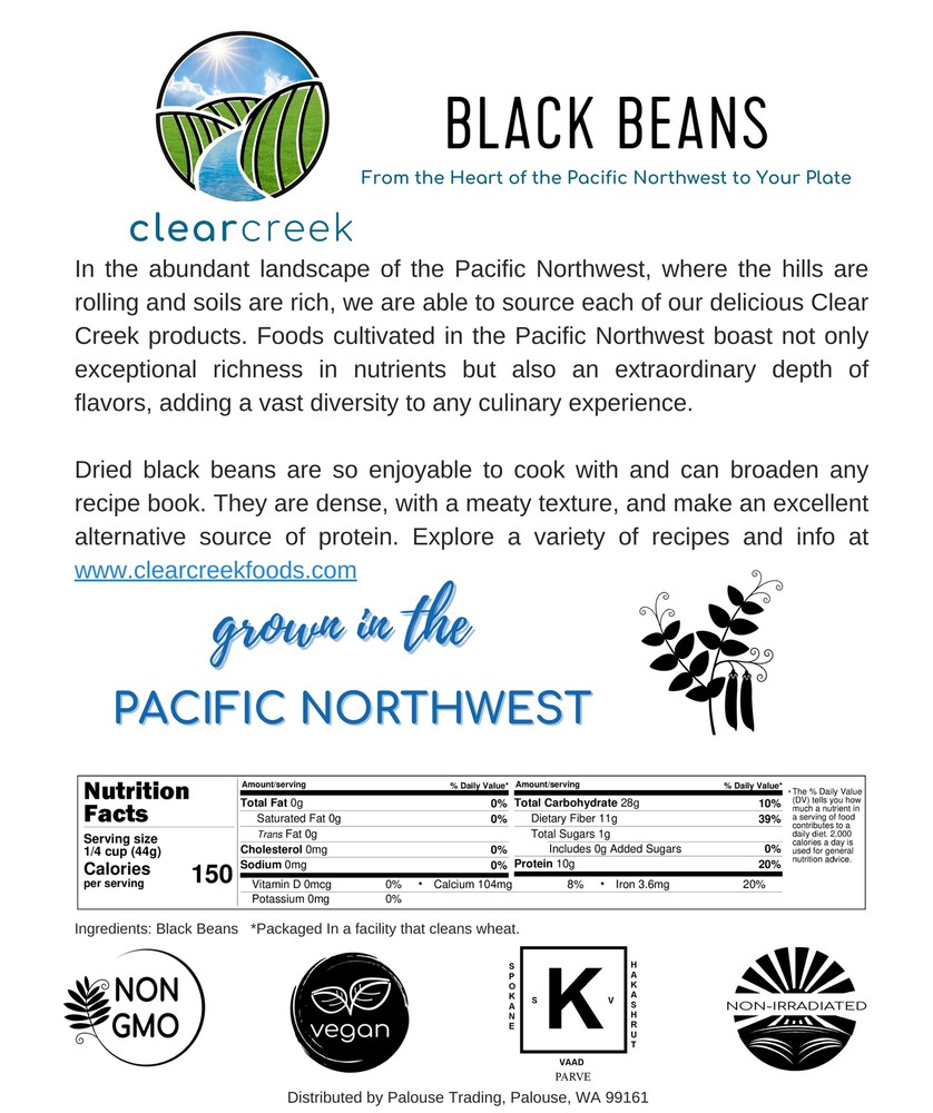 Clear Creek Bulk Black Beans, 25 LBS