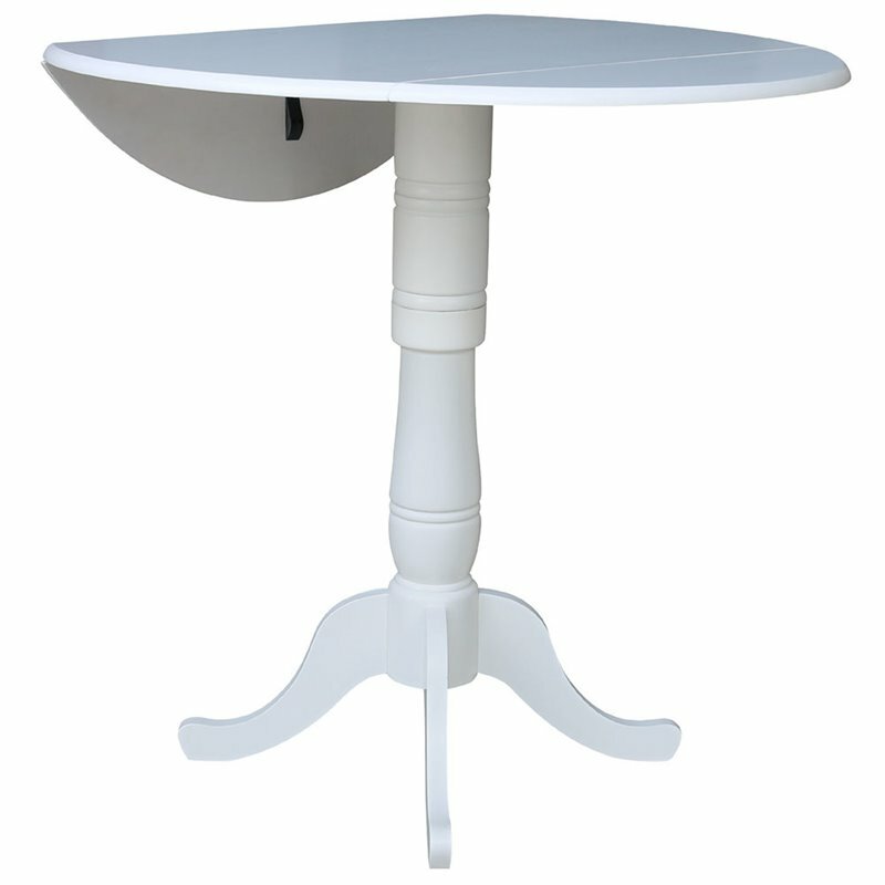 International Concepts Drop Leaf Bar Table in White