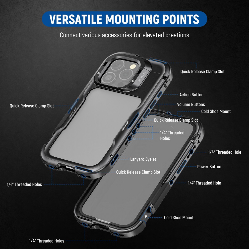 NEEWER Cage Quick Release Video Rig Phone Stabilizer for iPhone 16 Pro