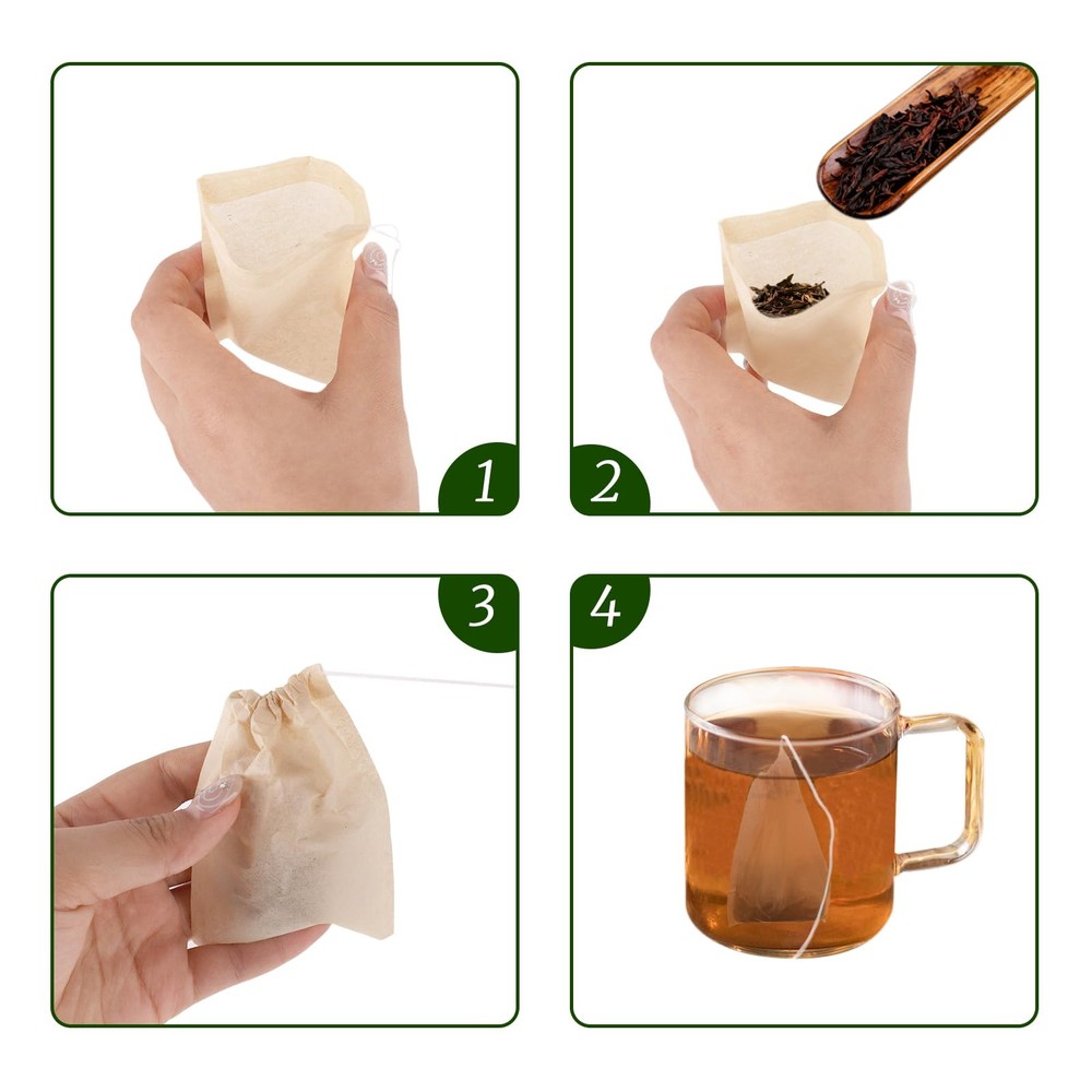 100PCS Disposable Tea Strainer Bags Drawstring Loose Leaf Coffee Herbs Spices