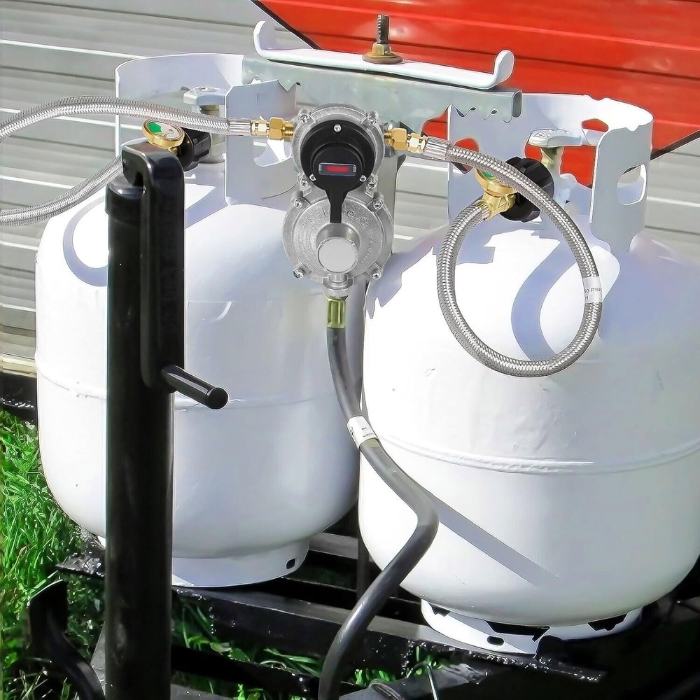 2-Stage Automatic Changeover LP Propane Gas Regulator with Two 18" RV