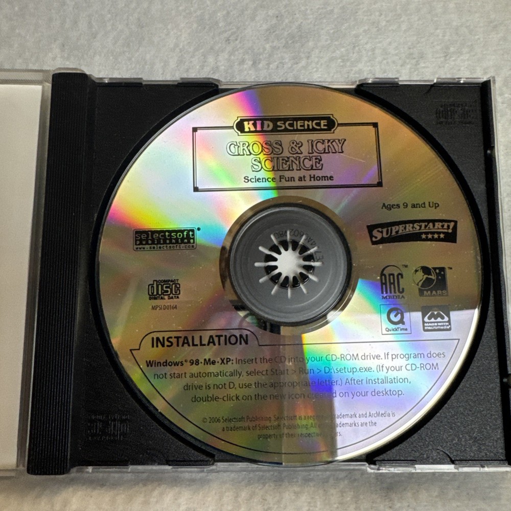 Kid Science Gross & Icky Science at Home Age 9+ PC Software Mint