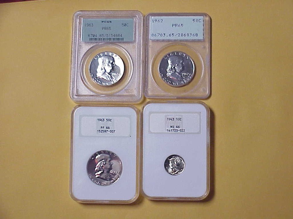 4 coins assorted pcgs and ngc 90% silver