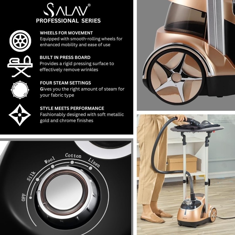 All-in-One Professional Garment Steamer with Removable Tank & Adjustable Board