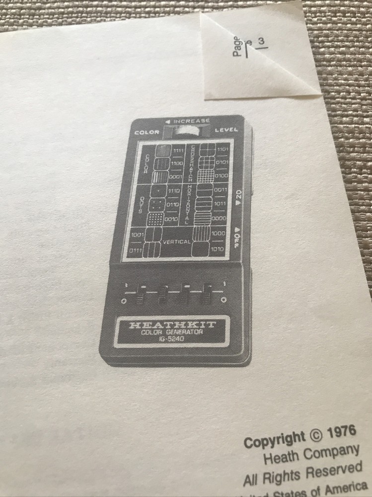 Heathkit IG-5240 Color Generator Original Assembly Manual 6725