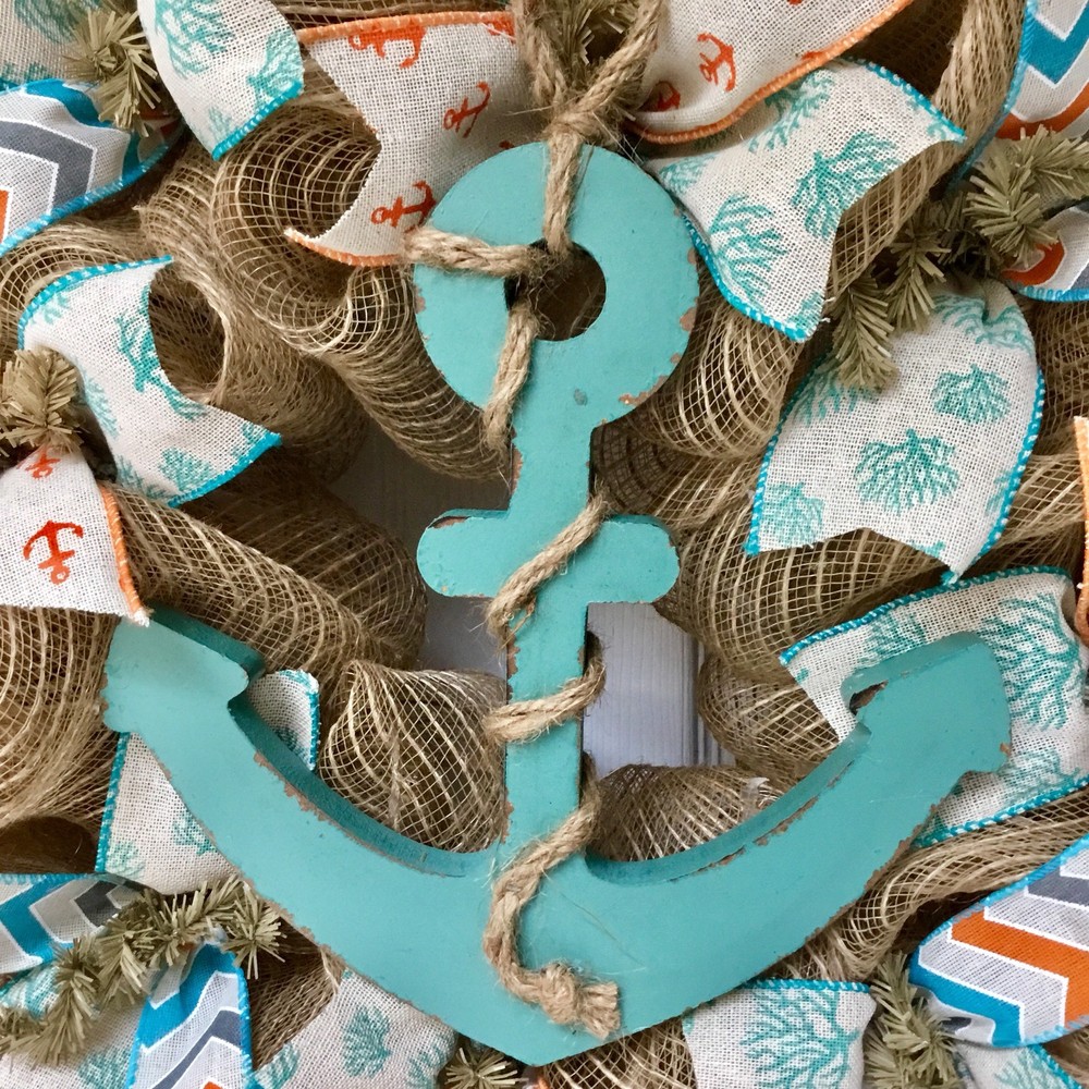 Anchors Away Nautical Wreath Handmade Deco Mesh
