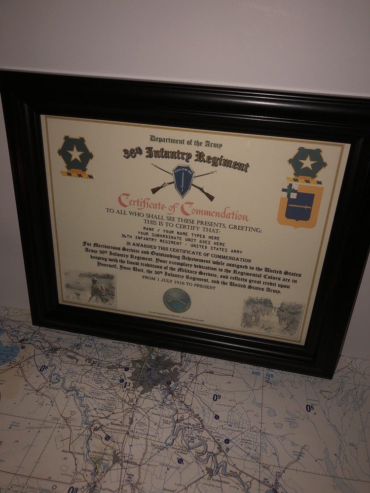 36TH INFANTRY REGIMENT / COMMEMORATIVE - CERTIFICATE OF COMMENDATION