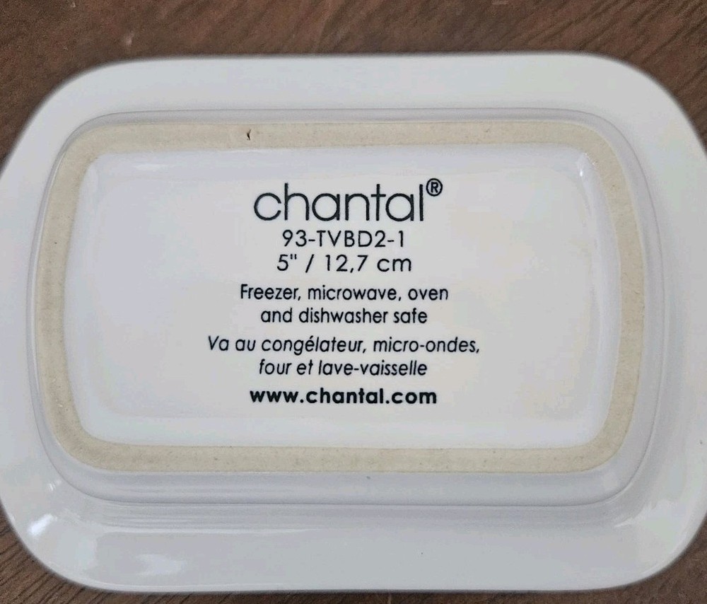 Chantal Mini Ceramic Butter Dish, Half Stick 5" White - EUC