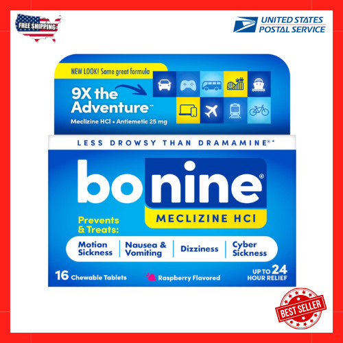 ✨ Bonine Motion Sickness Relief 16ct Raspberry Non-Drowsy Fresh NEW ✨