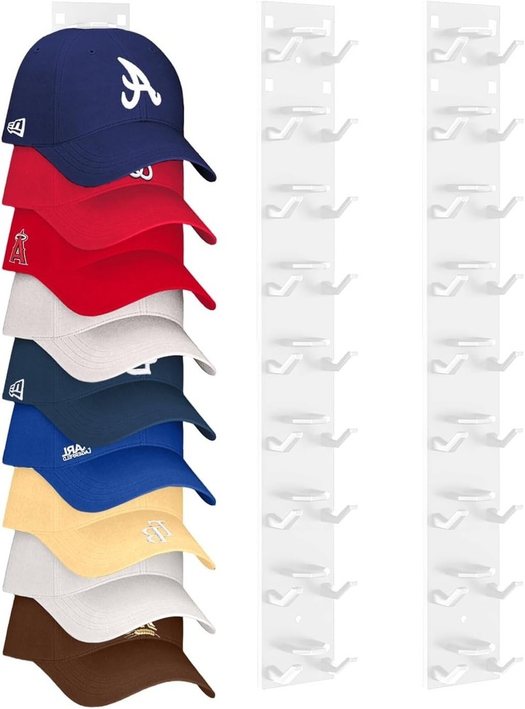 Hat Organizer Baseball Caps 2-Pack Strong Adhesive Hat Rack Wall Multi-layer Hat