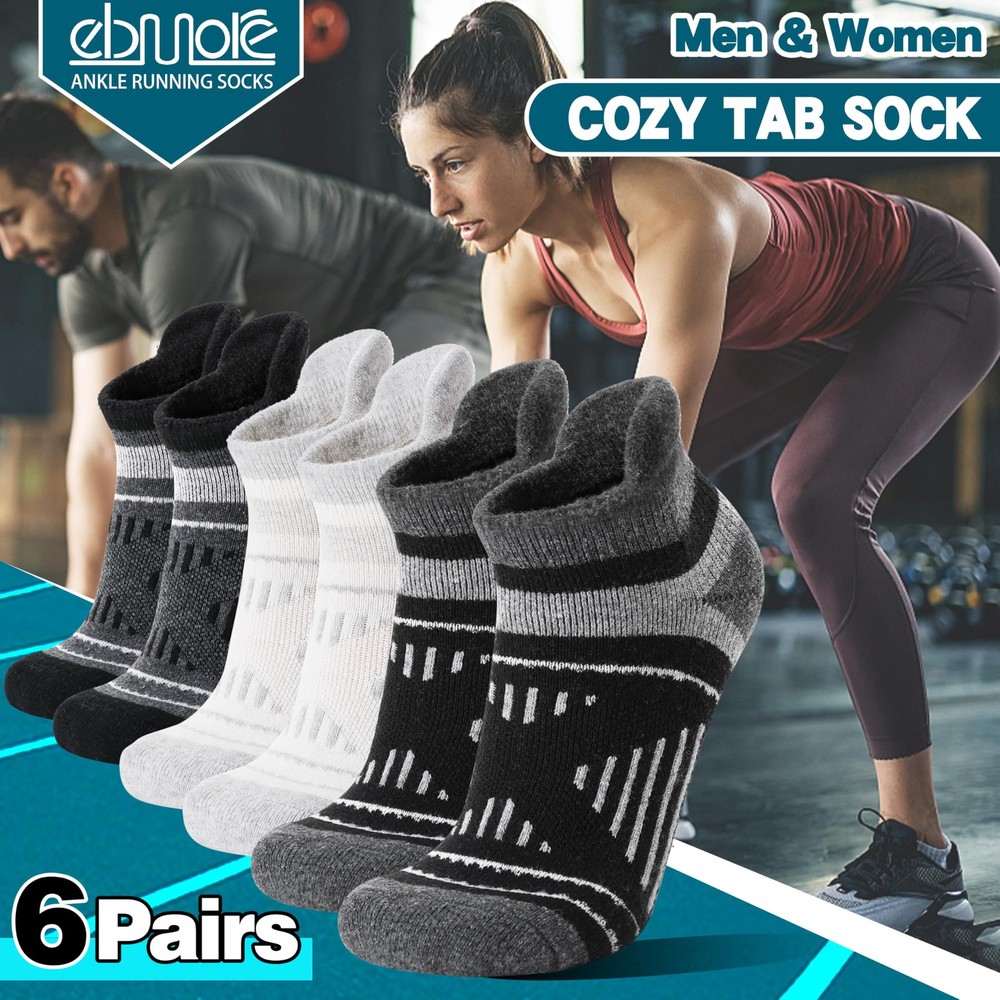 EBMORE Merino Wool Ankle Hiking Socks Compression Warm Medium, Black/Ivory
