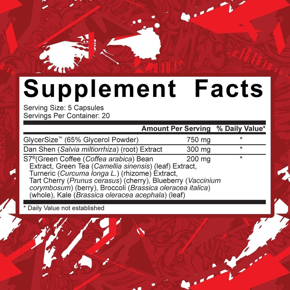 5% Nutrition Code Red Pump - Low Stim Pre Workout & Nitric Oxide Booster - 100ct