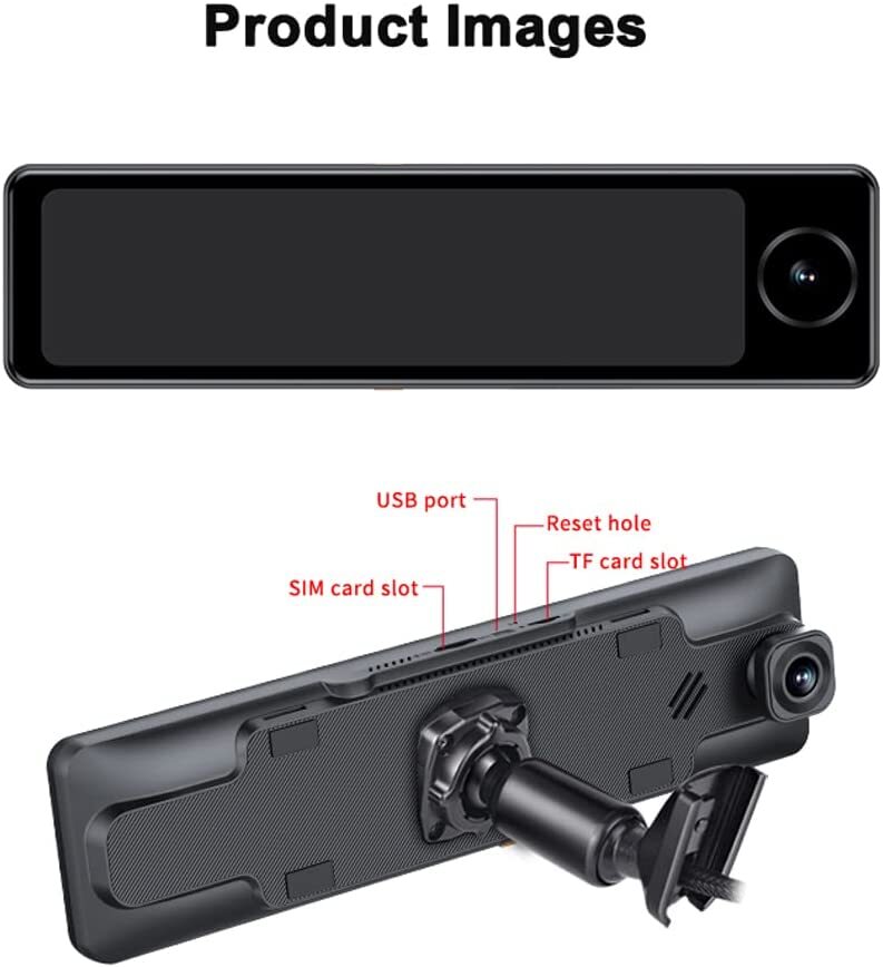 3 Channel Rearview Mirror Dash Cam With Bracket 4g Android Remote Live-View ADAS
