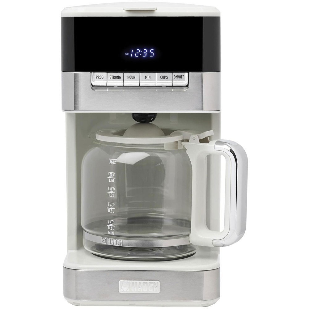 Haden Quintessential 12 Cup Programmable Digital Coffee Maker, Ivory/Chrome