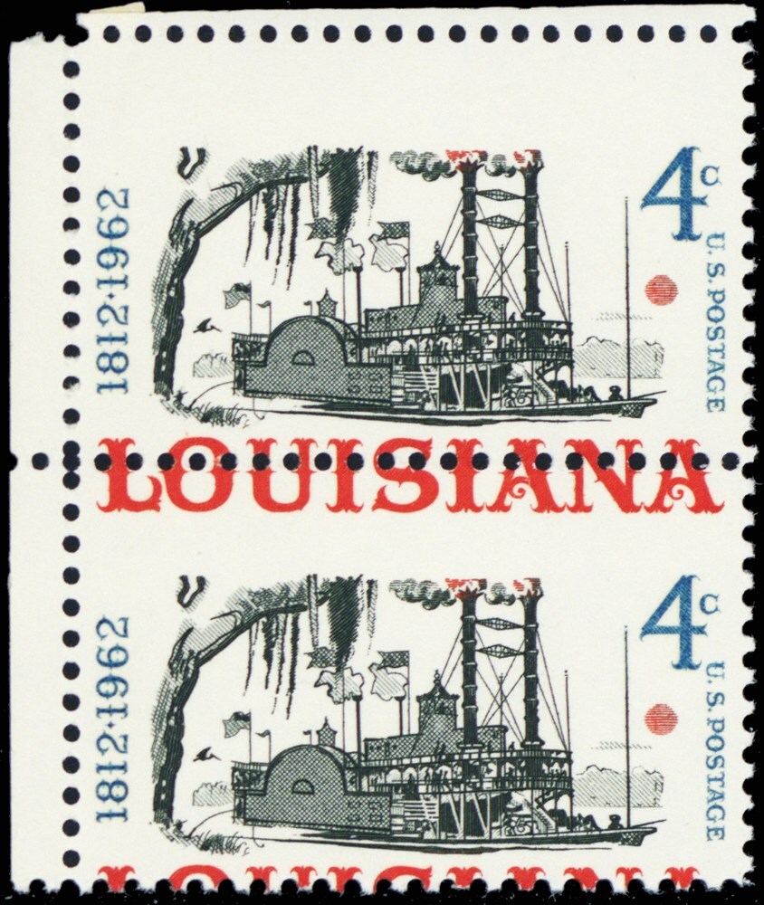 1197, Mint NH 4¢ Louisiana Misperforated ERROR Pair - Stuart Katz