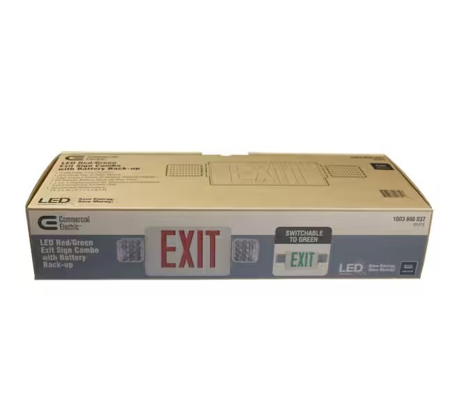 CE Combo 14-Watt Equivalent Integrated LED White Exit Sign and Emergency Light